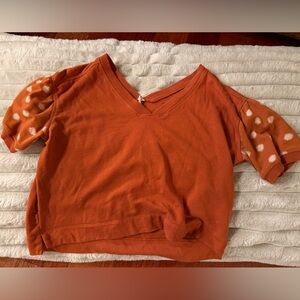 Daily Practice V-Neck top with Polka Dot Sleeves